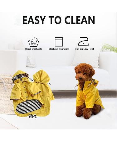 Yellow Dog Raincoat with Reflective Buttons - Water Resistant, Adjustable Drawstring, Removable Hood | XS-XXL Sizes - Medium (Chest 19-23) - Buy Online on GoSupps.com