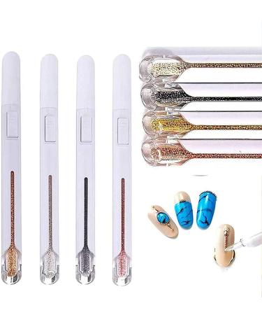 Nail Bead Pen 4 Colors 0.8mm Nail Art Bullion Pen Nail Beads Dotting Pen Rhinestone Picker Dotting Pen