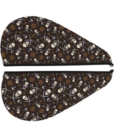 Hair Towel Wrap Quick-Dry Pirate Skulls Turban | Ultimate Hair Drying Towel with Button - Buy Online on GoSupps.com