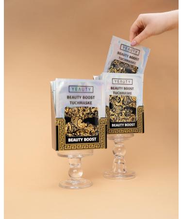 Yeauty Beauty Boost Tuchmask - Gold Foil & Cotton Layer for Perfect Complexion | 1 Piece Black/Gold | Smooth & Enhance Your Skin - Buy Online on GoSupps.com