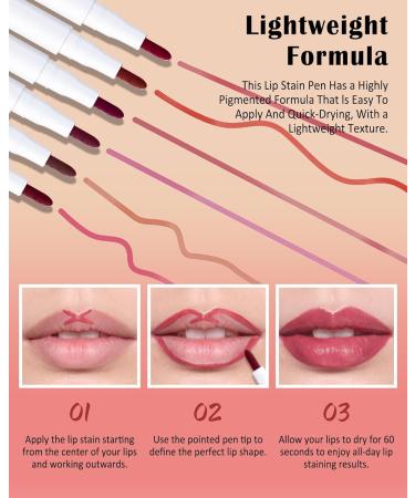 Long-Lasting Lip Stain Marker Pen Set - Waterproof Matte Red Lip Liner & Liquid Lipstick for Precise Makeup - 2 Pcs - Buy Online on GoSupps.com