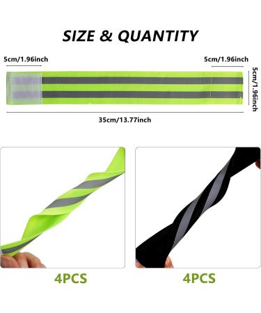 Rafiyu 8-Piece Bicycle Pants Bracket - Elastic Reflective Straps with Velcro for Outdoor Jogging & Cycling - Green & Black Safety Bracelet (35 x 5 cm) - Buy Online on GoSupps.com