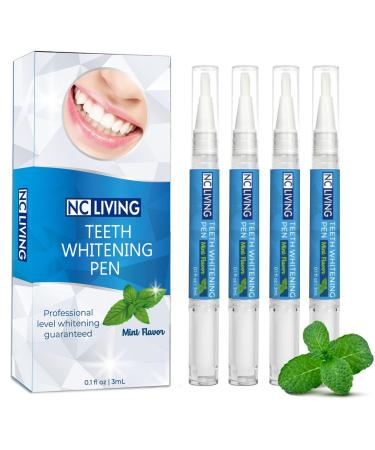 NC LIVING Teeth Whitening Pen 4-Pack 60+ Uses Brighten Your Smile in Just 1 Week with Tooth Whitening Kit - Fast Gentle Enamel Safe Whitening Gel for White Teeth