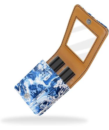 Stylish Leather Lipstick Case Mini Organizer with Mirror | Abstract Art Forest Design - Buy Online on GoSupps.com