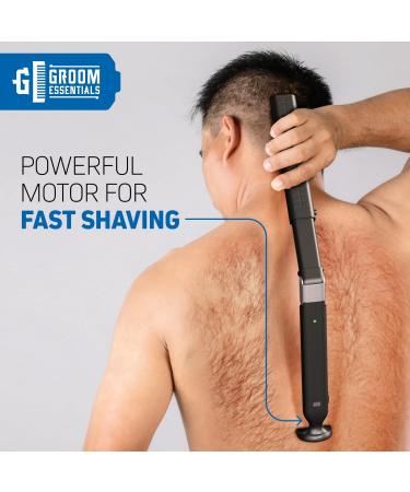 Groom Essentials Electric Back Shaver for Men - 150 Extension Extendable Handle Multi-Functional & Travel-Friendly Design - Battery Powered V2 - Buy Online on GoSupps.com