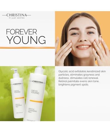 Christina Forever Young Gentle Cleansing Milk with Retinol | Anti-Aging Nourishing Formula for Dry Skin | Glycolic Acid Vitamin A & E | 24-Hour Care for Ages 30-45 | 300ml - Buy Online on GoSupps.com