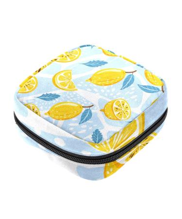 Lemon Leaves Pattern Menstrual Cup Pouch Menstrual Pad Bag Feminine Menstruation Bags Portable Sanitary Napkin Pads Storage Bags Color 3