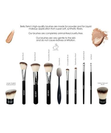 Buy Bellaterra Cosmetics 10-Piece Makeup Brush Set | Natural Synthetic Bristles | Black - International Shipping Available - Buy Online on GoSupps.com