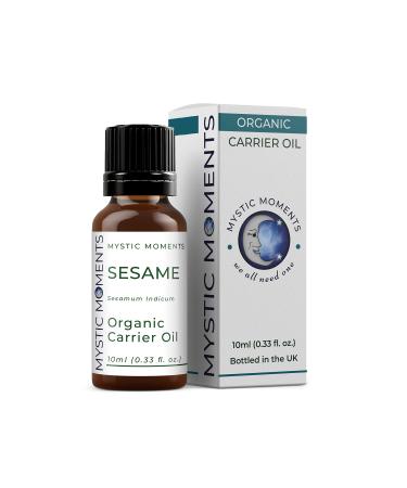 Mystic Moments |Bio -Seesame carrier oil 10 ml -pure and natural oil Perfect for hair face nails aromatherapy massage and oil dilution vegan GVO -free