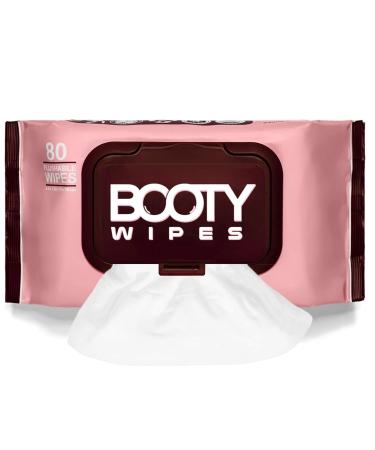 Booty Brand Booty Wipes for Women - 80 count(pack of 1) Flushable Wipes for Adults - Premium Feminine Wet Wipes - pH Balanced & Infused with Vitamin-E & Aloe - Female Toilet Wipes - Flushable Safe 80 Count (Pack of 1)