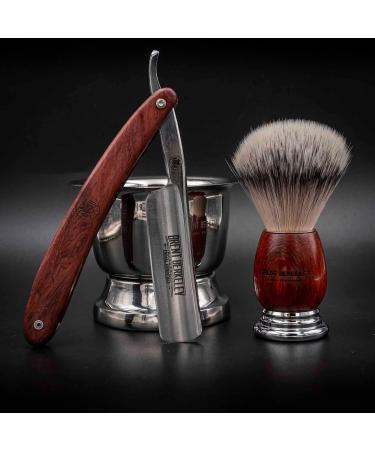 Brent Berkeley Men's Classic Open Razor Barber Set | Shaving Brush & Shell | Durable Skin Irritation Reducing Gift Set in Brown - Buy Online on GoSupps.com