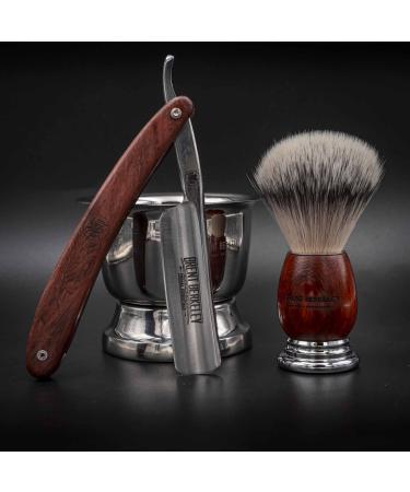 Brent Berkeley Men's classic open razor barber set - shaving brush men and shaving shell - durable shaving performance - reduces skin irritation - gift set men- brown