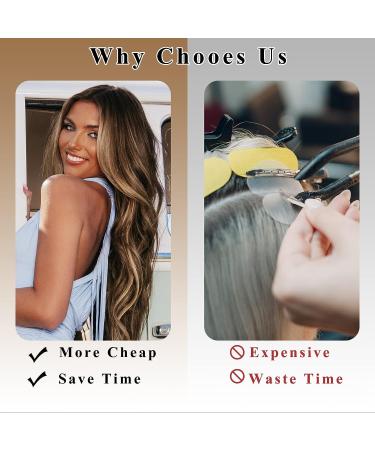 NAYOO Clip in Long Wavy Hair Extensions - 4PCS Curly Synthetic Thick Hairpieces - 20 inch Balayage Chocolate Brown Mixed Caramel Blonde - Double Weft Hair Full Head - Buy Online on GoSupps.com