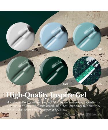 Modelones Blue Green Gel Nail Polish - 6 Colors Misty Gray Dark Green Glitter Gel Polish Kit Sage Green Baby Blue Nail Gel Polish Soak Off UV Gel Nail Lamp Gel Nail Kit DIY Home Nails Manicure Gifts - Buy Online on GoSupps.com