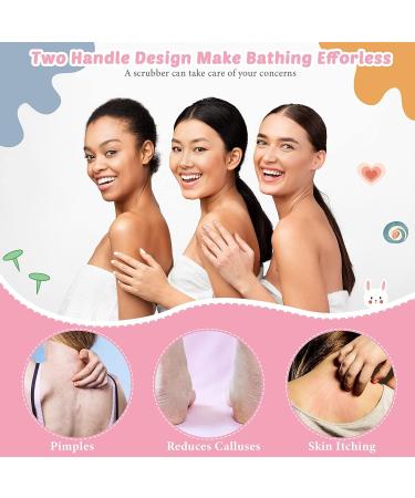 Breling Exfoliating Back Scrubber Set - 8 Pieces | Shower Gloves for Women, Men & Children | Stretchable Pull Strap Washcloth | Pink, Purple, Blue, Green - Buy Online on GoSupps.com