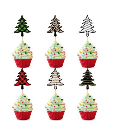 36 Pieces Christmas Cupcake Topper Picks Christmas Cake Decorations for Xmas Holiday Party Supplies(Pattern 8) Pattern 7