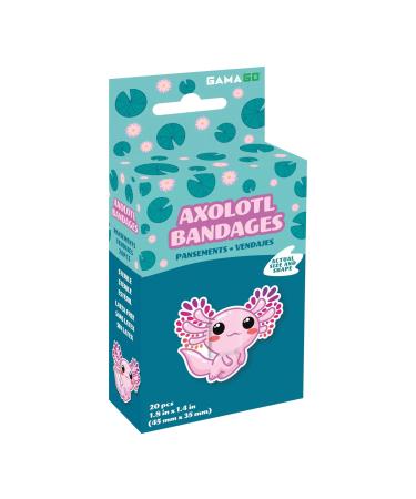 GAMAGO Axolotl Shaped Bandages Kids & Kidults - Set of 20 Individually Wrapped Self Adhesive Bandages - Sterile Latex-Free & Easily Removable - Funny Gift & First Aid Addition