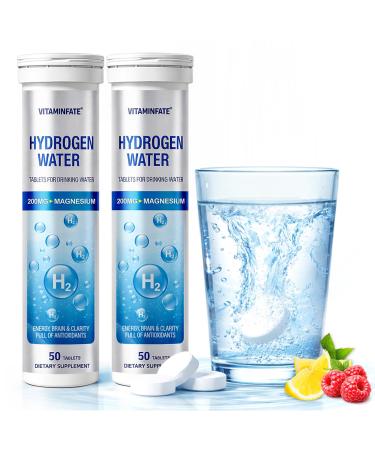Hydrogen Water Tablets with Magnesium 100 Counts H2 Molecular Hydrogen Tablets Support Healthy Aging Energy Boost & Brain Health Lemon & Raspberry Flavors - for Home Office & Travel 100 Count (Pack of 1)