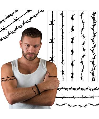 20 Pcs Barbed Wire Temporary Tattoos Barbed Fake Wire Tattoo Removable Black Arm Tattoo Stickers for Men Women Kids Halloween Costume Supplies Totem Body Art
