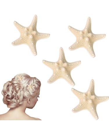 4 Pcs Starfish Hair Clip Resin Beach Sea Star Mermaid Hair Clips Accessories for Women and Girls