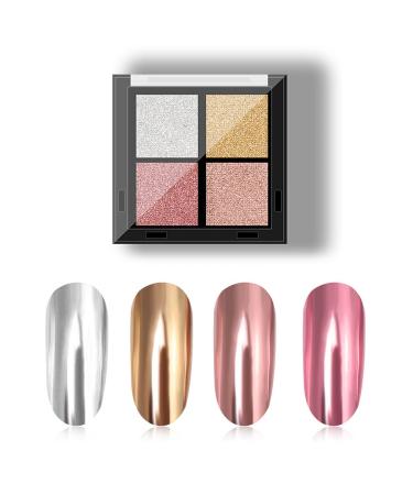 4 colors chrome powder nails metallic nail powder mirror and shining effect chrome pigments for nail art diy tinker make -up make -up decoration (#07) - Buy Online on GoSupps.com