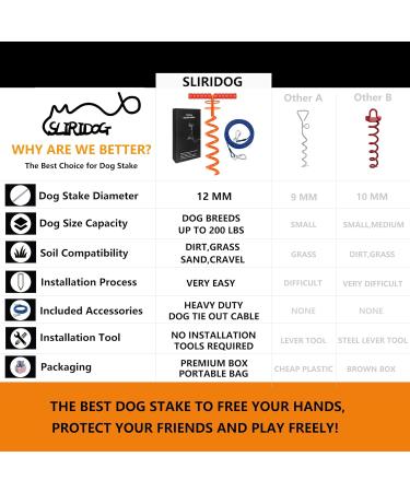 Sliridog 9.2m Heavy-Duty Dog Anchor & Cable | Strongest Stakes for Large Dogs | Safe Outdoor Use (Orange Sunset Chevron) - Buy Online on GoSupps.com