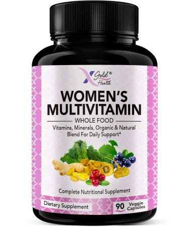 Vegan Women's Daily Multivitamin 50 Plus with Organic WholeFood Based Natural Ingredients Ginger Maca Multi-Vitamin B Complex & More - Energy Support Immune System Booster -90 Capsules
