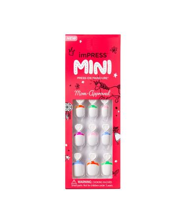 KISS imPRESS Mini Press-On Nails Manicure for Kids - 'French Pop' - Beginner Nail Art Set with Nail File & 20 Fake Nails