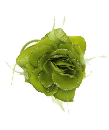 Topkids Accessories hair clip with rose blossom motif for women and girls wedding prom party special occasions lime green
