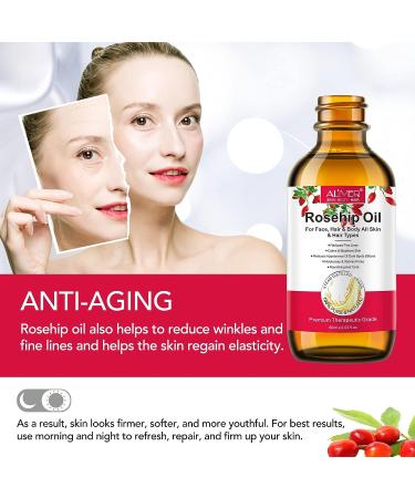 Organic Rosehip Oil (2.02 fl.oz) - 100% Pure Natural Cold Pressed for Face, Skin, & Hair Care - Anti Aging Moisturizer - Buy Online on GoSupps.com