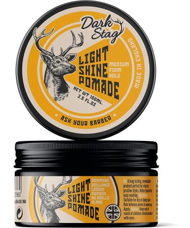 Dark Stag Light Shine Pomade Professional Hair Styling Product for Men Water Based for Easy Wash Out Medium Firm Hold 100ml / 3.5oz