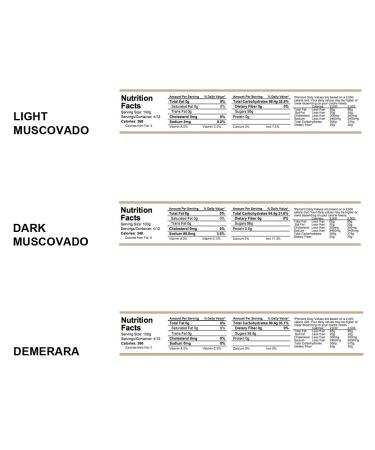 Mauritius Brown Sugar Bundle - Demerara, Dark Muscovado, Light Muscovado - 1lb Bags (3 Pack) - Buy Online on GoSupps.com