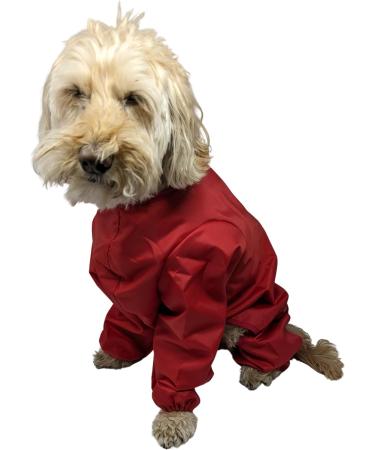 Doggie Coats Trouser Suit Waterproof Dog Rain Coat Onesie Red (16 inch) - Buy Online on GoSupps.com