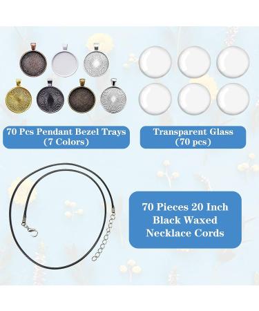 210Pcs Pendant Trays Kit with Glass Cabochon and Necklace Cords Set for Jewelry Making and DIY Crafts - Buy Online on GoSupps.com