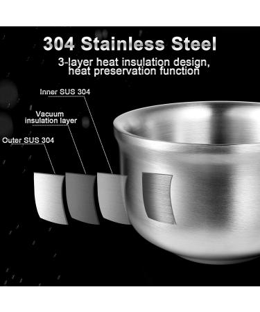 Grutti 3-Layer Stainless Steel Shaving Bowl - High-Quality Foam Whipper | Universal Shaving Soap Compatible | 12.5cm (4.92in) | International Shipping - Buy Online on GoSupps.com