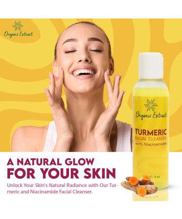 Turmeric Facial Cleanser - 4 fl oz | Gentle Exfoliating Face Cleanser for Dull & Acne-Prone Skin with Niacinamide - Brighten Age Spots & Reduce Sun Damage - Buy Online on GoSupps.com