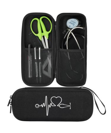 CDBXPRG Stethoscope Case for 3M Littmann Classic III Stethoscope Bag for Lightweight II S.E Cardiology IV Extra Room for Doctor & Nurse Accessorie Black