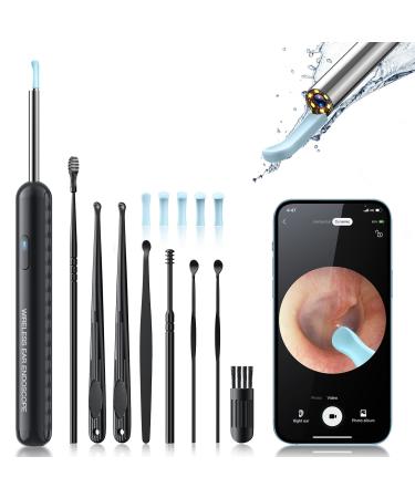 Ear Wax Removal Tool  Earwax Removal Kit with 8 Pcs Ear Set  Ear Cleaning Kit with 6 Ear Pick  Ear Cleaner Otoscope with Light  Ear Camera for iPhone  iPad  Android Phones (Black)