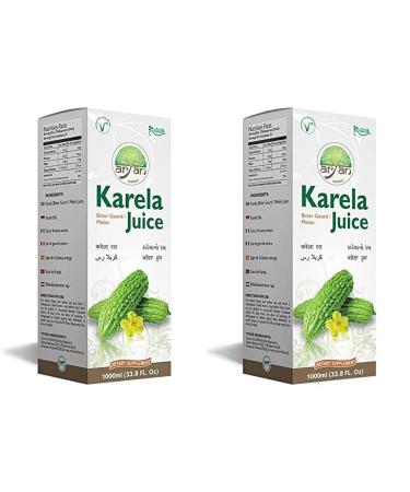 Aryan Karela Juice 1ltr (Pack of 2) Promotes Healthy Immune Health Anti-inflammatory Properties Supports Sugar Level Promotes Vision Level 1 l (Pack of 2)