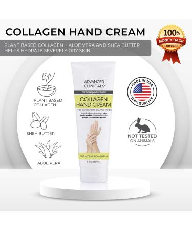 Advanced Clinicals Collagen Hand Cream 8 fl oz - Anti-Aging Moisturizer for Soft Hands - Buy Online on GoSupps.com