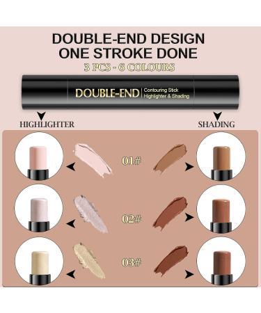yooyee 3 Pack Contour Stick DoubleEnd Cream Contour en Highlighter Stick - Buy Online on GoSupps.com