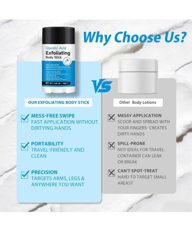 Glycolic Acid Exfoliating Body Stick Exfoliating Body Cream Gently Exfoliates Improve the Appearance of Rough Uneven Skin & Softens Skin BodyCare Stick for Underarms Strawberry Legs Bodys 2.65oz - Buy Online on GoSupps.com