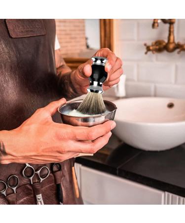 Grutti Vegan Razor Brush - Premium Soft Imitation Hair Shaving Brush Set - Black Acrylic & Metal Accents - Buy Online on GoSupps.com