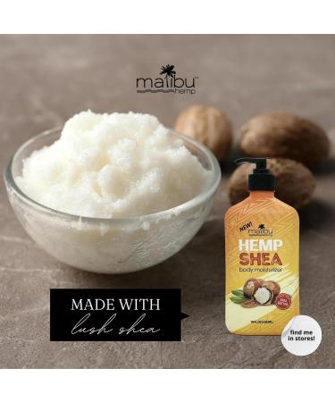 Malibu Hemp Shea Body Moisturizer with Sunflower Oil and Shea Butter Vanilla Amber Scent 18 fl oz Aplication Mitt Included - Buy Online on GoSupps.com