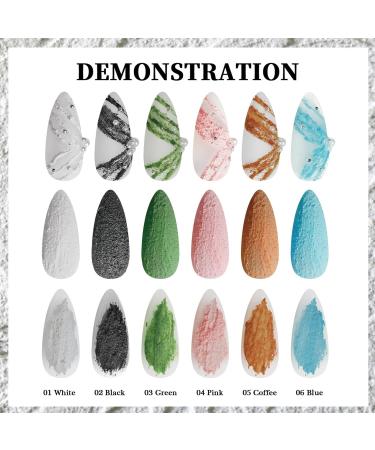 Japanese Plaster Nail Gel - 3D Embossed Texture - 6 Colors - Sanded Finish - Black - Sculpted - For Nail Decoration - No Wash Required - Manicure Design - Buy Online on GoSupps.com