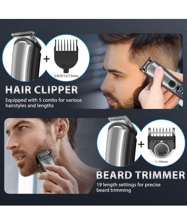 Professional Hair Clippers for Men - 5 in 1 Adjustable Beard Trimmer & Groomer | Rechargeable Electric Shaver for Facial Nose Ear & Eyebrow - Buy Online on GoSupps.com