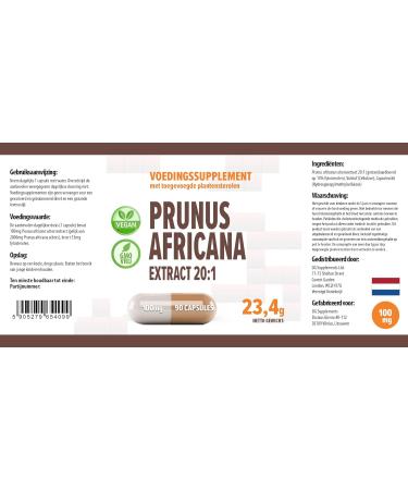 Pygeum Africanum 20000mg Equivalent Extract - 90 Vegan Capsules | High Strength, 13% Phytosterols, Gluten & GMO Free - Buy Online on GoSupps.com