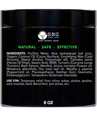 Hemp & Arnica Cream 8oz - Natural Pain Relief for Joints & Muscles - Made in USA - Fast-Acting Menthol Rub - Buy Online on GoSupps.com