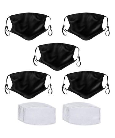 Primicity Face Masks Washable UK with Filters - Reusable/Adjustable/Washable Black masks -Cotton fabric facemasks (5 pack+ 20 filters) - UK Seller Black Masks 5pcs+20F