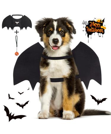 Vivifying bat wing dog Halloween dog costume bat wing with pumpkin bell adjustable bat wing cosplay decoration (neck: 12.6-20.5 inch/breast size: 13.5-24.4 inches) - Buy Online on GoSupps.com